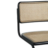 Buisframe eetkamerstoel Vester zwart metaal met bamboe webbing - Zonder Armleuningen