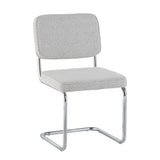Eetkamerstoelen - Moderne Eetkamerstoel Grijs Bouclé Stof Sway - Chrome Frame - Zonder Armleuningen - Dimehouse