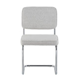 Eetkamerstoelen - Moderne Eetkamerstoel Grijs Bouclé Stof Sway - Chrome Frame - Zonder Armleuningen - Dimehouse