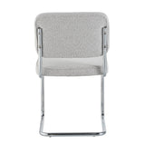 Eetkamerstoelen - Moderne Eetkamerstoel Grijs Bouclé Stof Sway - Chrome Frame - Zonder Armleuningen - Dimehouse