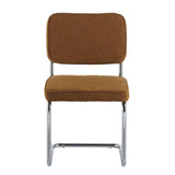 Eetkamerstoelen - Moderne Eetkamerstoel Koper Bouclé Stof Sway - Chrome Frame - Zonder Armleuningen - Dimehouse