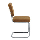 Eetkamerstoelen - Moderne Eetkamerstoel Koper Bouclé Stof Sway - Chrome Frame - Zonder Armleuningen - Dimehouse