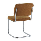Eetkamerstoelen - Moderne Eetkamerstoel Koper Bouclé Stof Sway - Chrome Frame - Zonder Armleuningen - Dimehouse