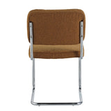 Eetkamerstoelen - Moderne Eetkamerstoel Koper Bouclé Stof Sway - Chrome Frame - Zonder Armleuningen - Dimehouse