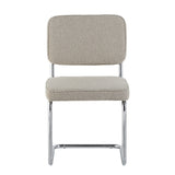 Eetkamerstoelen - Moderne Eetkamerstoel Zandkleur Bouclé Stof Sway - Chrome Frame - Zonder Armleuningen - Dimehouse
