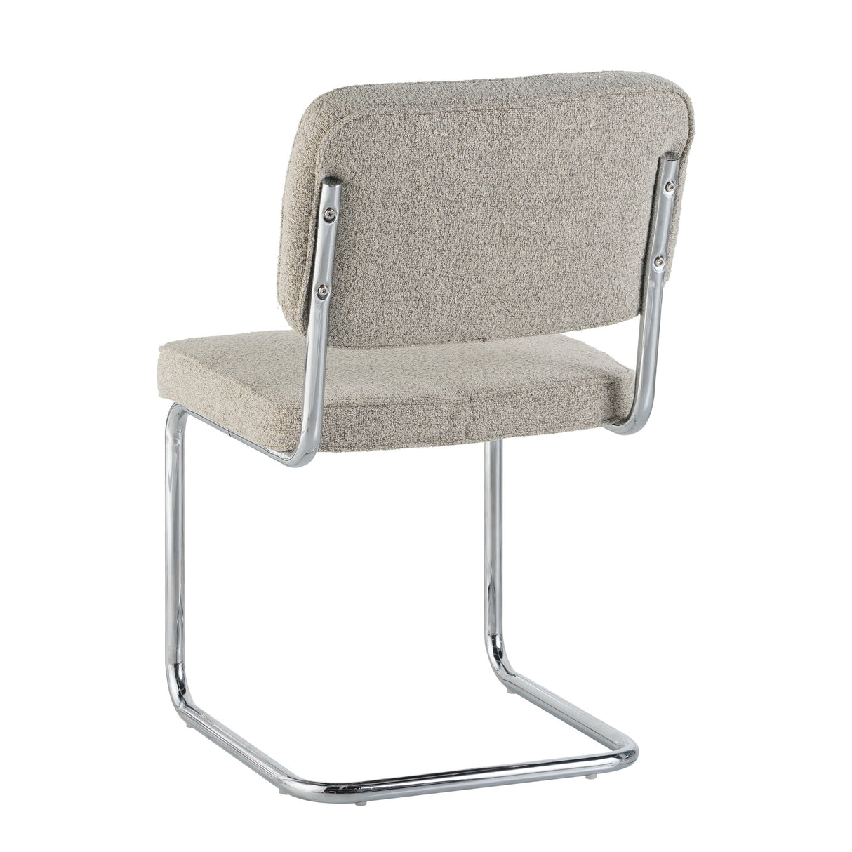 Eetkamerstoelen - Moderne Eetkamerstoel Zandkleur Bouclé Stof Sway - Chrome Frame - Zonder Armleuningen - Dimehouse