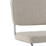 Eetkamerstoelen - Moderne Eetkamerstoel Zandkleur Bouclé Stof Sway - Chrome Frame - Zonder Armleuningen - Dimehouse