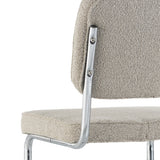 Eetkamerstoelen - Moderne Eetkamerstoel Zandkleur Bouclé Stof Sway - Chrome Frame - Zonder Armleuningen - Dimehouse
