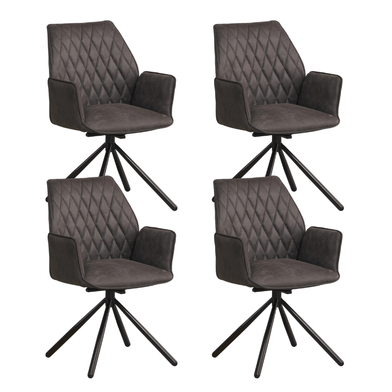 Drehbarer Esszimmerstuhl im Industriedesign, Stoff Anthrazit Novan – 180° drehbar