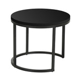 Set van 2 ronde salontafels zwart mangohout - industrieel - Rosy