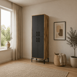 Wandkasten - Wandkast Walnoot Antraciet Melamine 200x60x35 cm - Berlin - Dimehouse