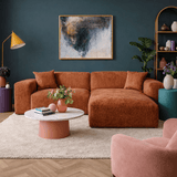 Ecksofa Wayne aus Chenille in Kupfer, 264 cm – Ecke links und rechts montierbar