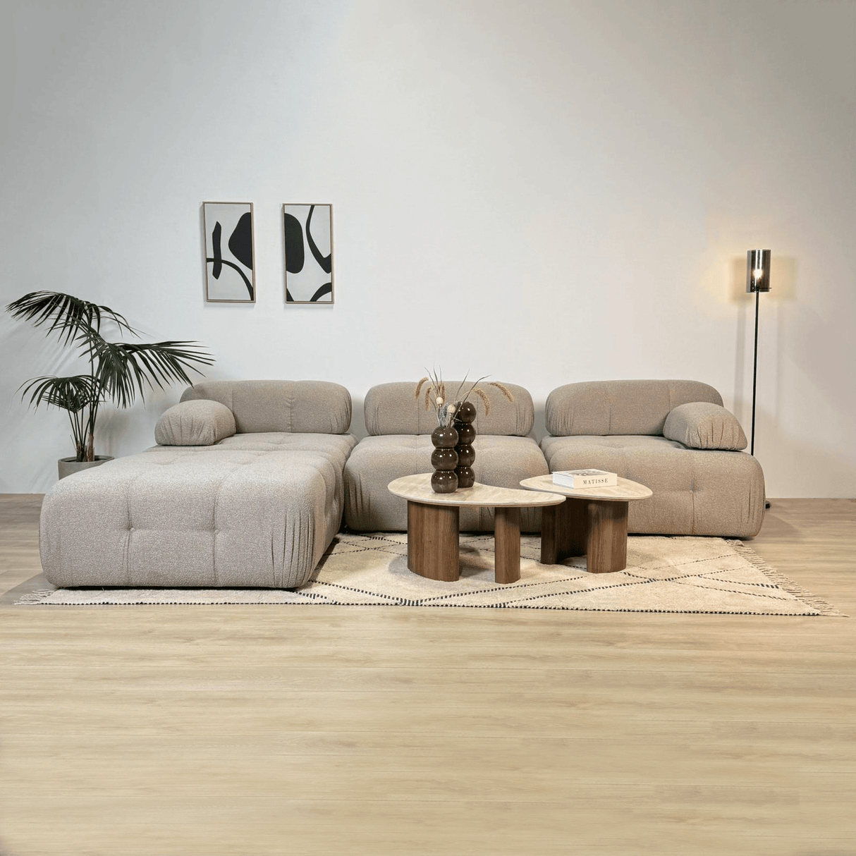 Modulare Bank 3sitzer mit Hocker Doeblo Beige