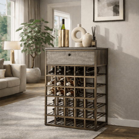 Weinschrank Ferre Metall antike Bronze