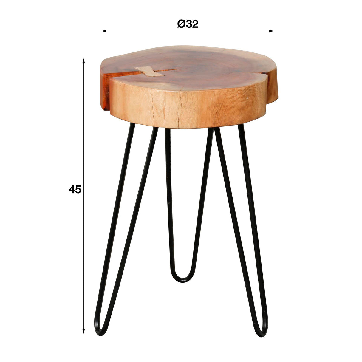 Bijzettafel Arbor DH Interior Acacia LxBxH 68x38x12 Acaciahout Witfoto maatindicatie