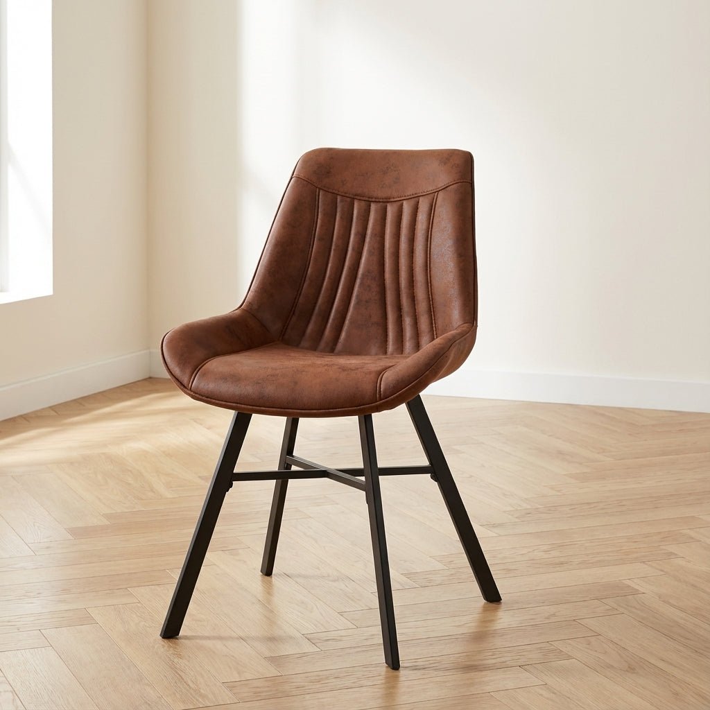 Eetkamerstoel Cognac Eco-leer Jada - Zonder Armleuningen sfeerfoto in modern interieur