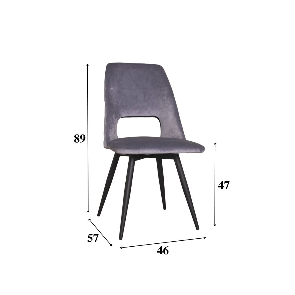 Eetkamerstoel Mila Dimehouse Grijs LxBxH 66x57x49 Stof Witfoto maatindicatie