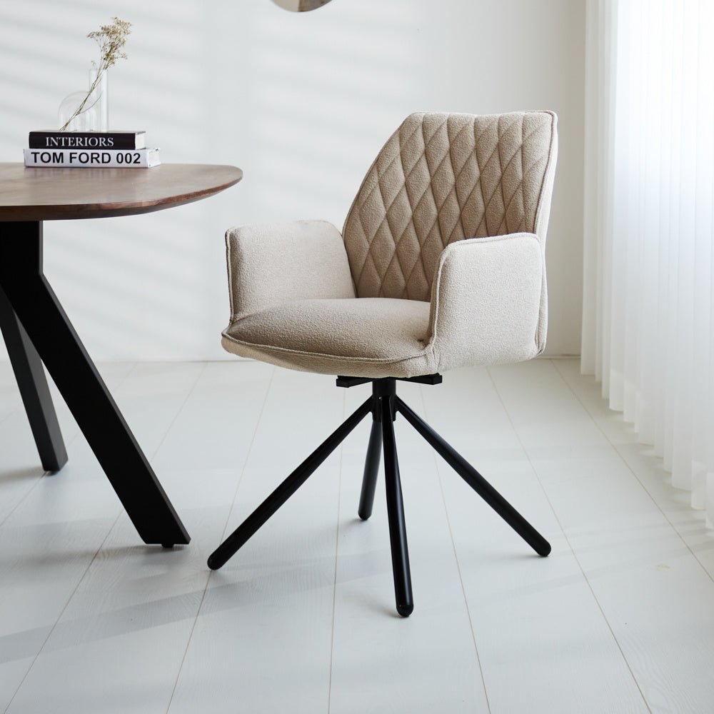 Drehbar Esszimmerstuhl Beige Bouclé Novan