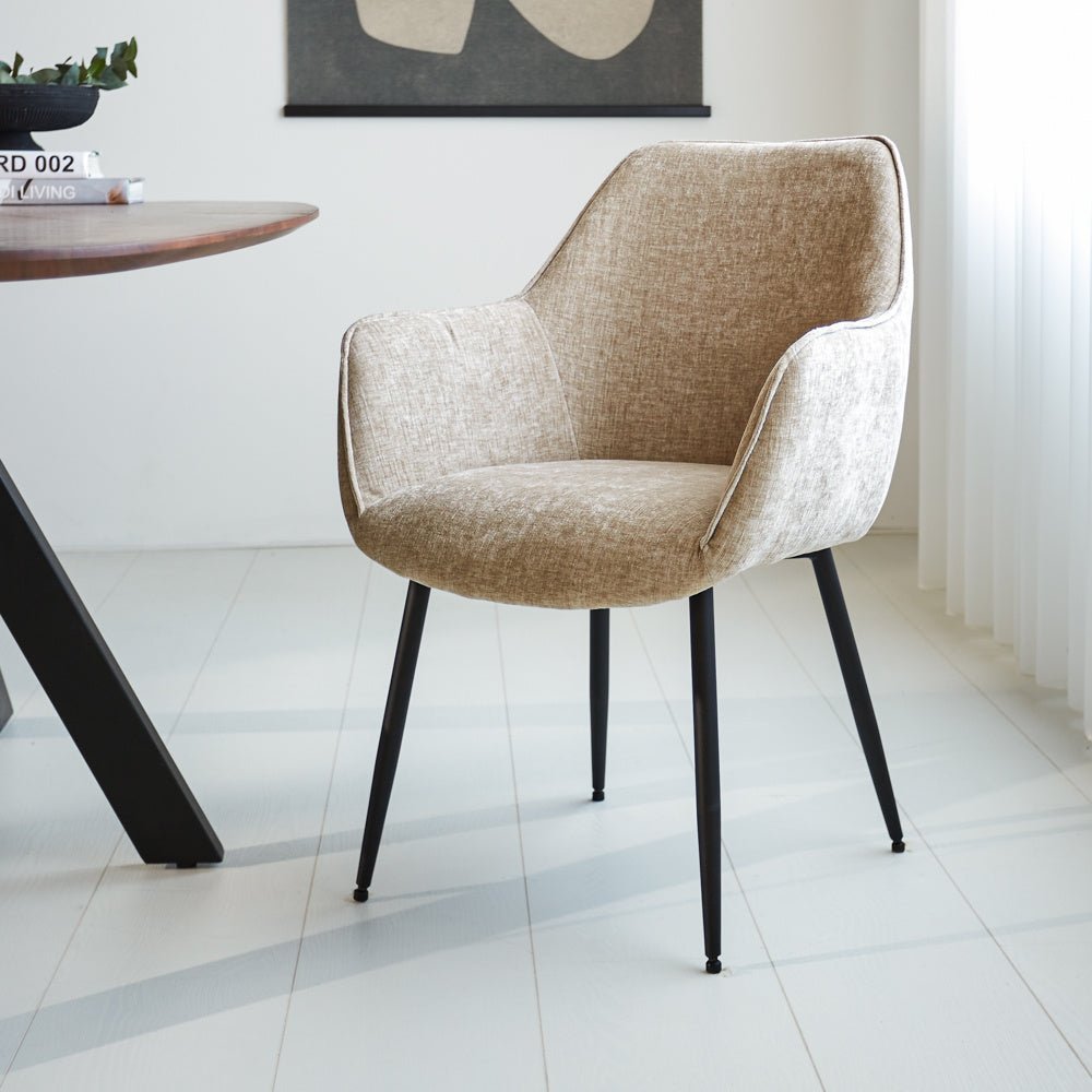 Esszimmerstuhl Beige Sev | Chenille-Stoff