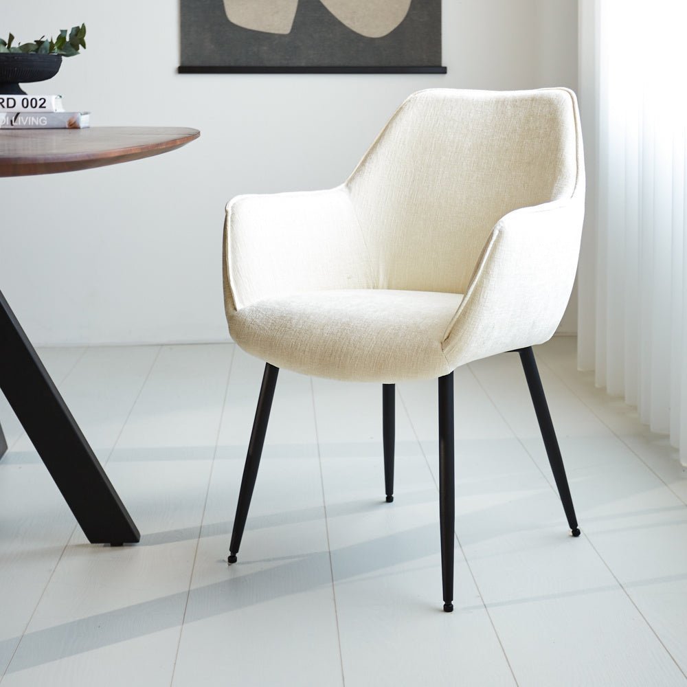 Esszimmerstuhl Creme Sev | Chenille-Stoff