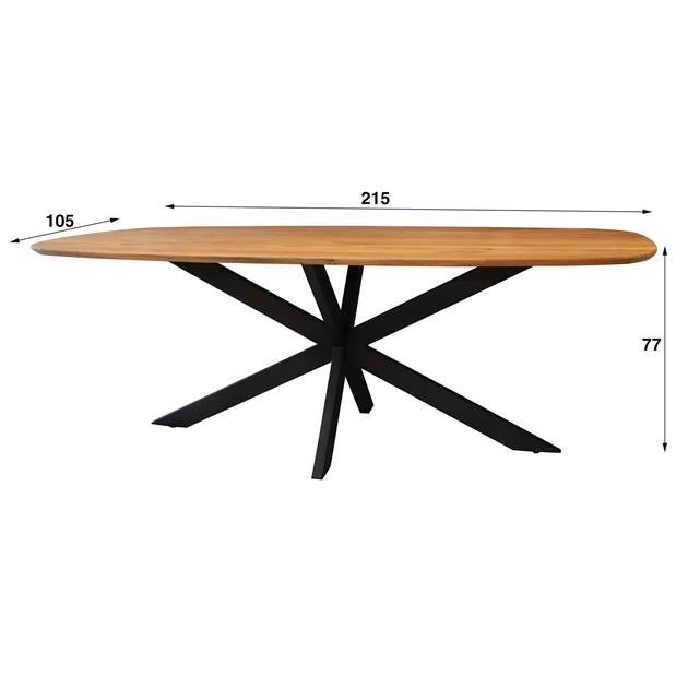 Eettafel Laurie DH Interior Acacia LxBxH 221x111x19 Acaciahout Witfoto maatindicatie