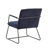 Fauteuil Hailey Chenille Dimehouse Blauw LxBxH 66x64x37 Stof Witfoto schuin achteraanzicht