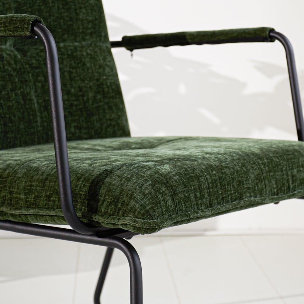 Fauteuil Hailey Chenille Dimehouse Donkergroen LxBxH 66x64x37 Stof Sfeerfoto detail