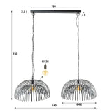 Hanglamp Bernhard DH Interior Charcoal LxBxH 73x73x56 Metaal Witfoto maatindicatie