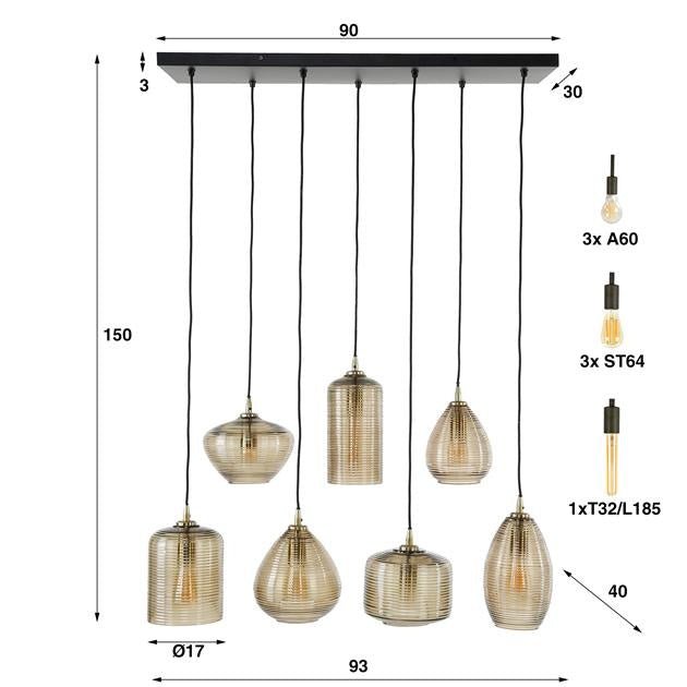 Hanglamp Faye DH Interior Amber color glas Amber color glas Witfoto maatindicatie