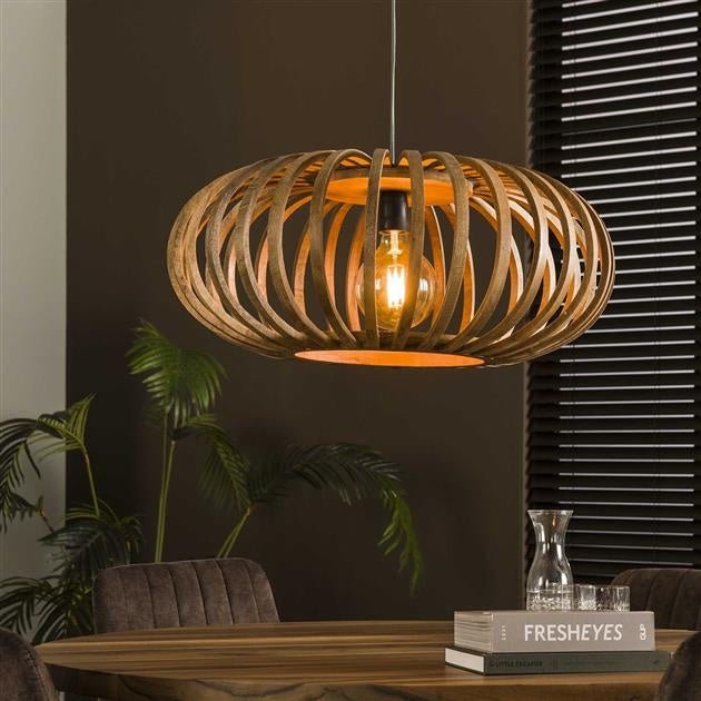 Hanglamp Lucia DH Interior Mango LxBxH 79x79x41 Mangohout Sfeerfoto schuin vooraanzicht