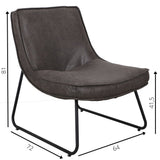 Fauteuil Lowen Ecoleer Dimehouse Antraciet LxBxH 82x66x65 Eco-leer Witfoto maatindicatie