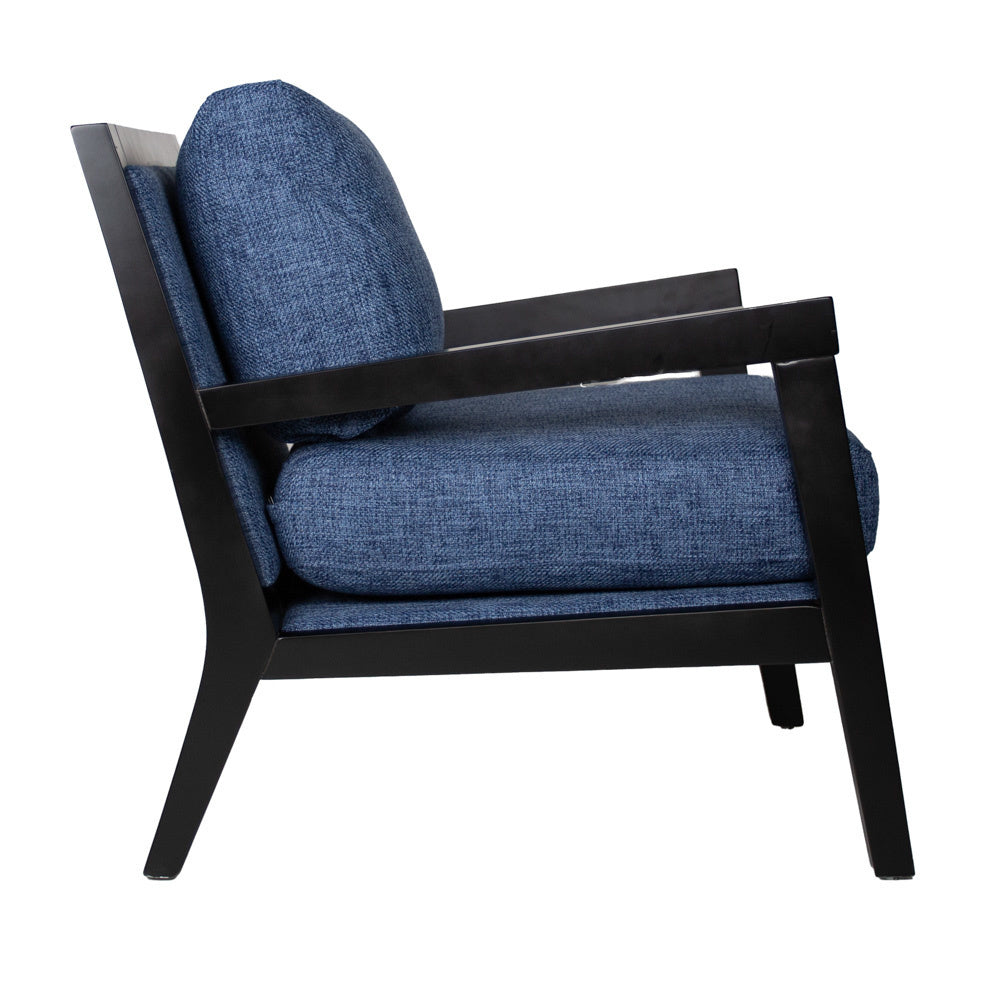 Fauteuil Morris Dimehouse Blauw LxBxH 112x86x72 Stof Witfoto zijaanzicht