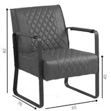 Fauteuil Peter Dimehouse Antraciet LxBxH 68x62x45 Kunstleer Witfoto maatindicatie