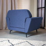 Fauteuil Roger Dimehouse Blauw LxBxH 85x50x33 Stof Witfoto schuin achteraanzicht