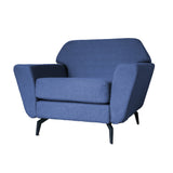 Fauteuil Roger Dimehouse Blauw LxBxH 85x50x33 Stof Witfoto schuin vooraanzicht