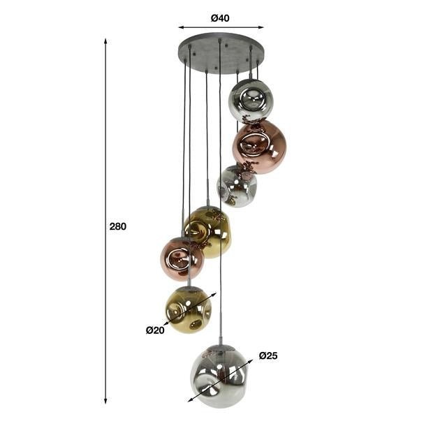 Hanglamp Ada DH Interior Zilver LxBxH 71x60x57 Zilver Witfoto maatindicatie