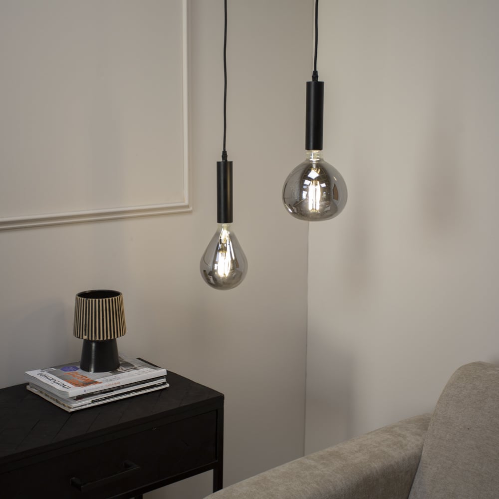 Hanglamp Miles Smokey Dimehouse Antraciet LxBxH 29x22x22 Glas Sfeerfoto in situatie