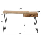 Kaptafel Aberdeen DH Interior Acacia LxBxH 123x40x20 Acaciahout Witfoto maatindicatie