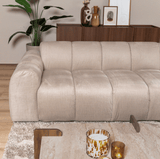 Banken-Ecksofa mit Loungebeige Samt Strukturstoff - Streifen - rechts - Brix-Dimehouse