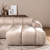 Banken-Ecksofa mit Loungebeige Samt Strukturstoff - Streifen - rechts - Brix-Dimehouse