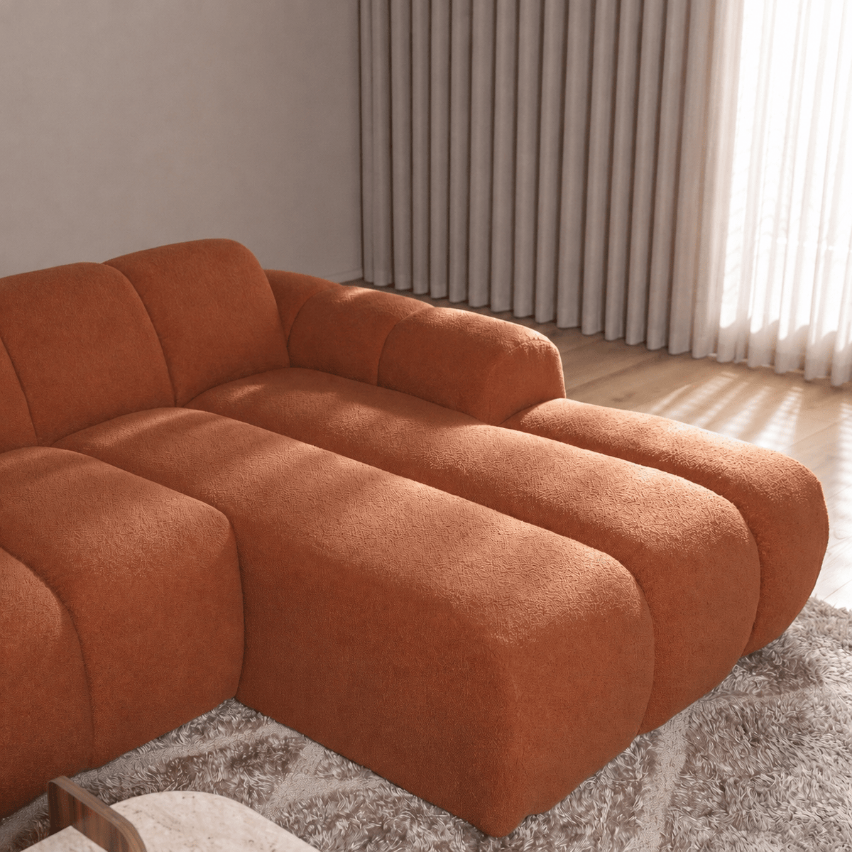 Banken-Ecksofa mit Lounge-Käufer Bouclé Stoff - Streifen - rechts - Brix -Dimehouse