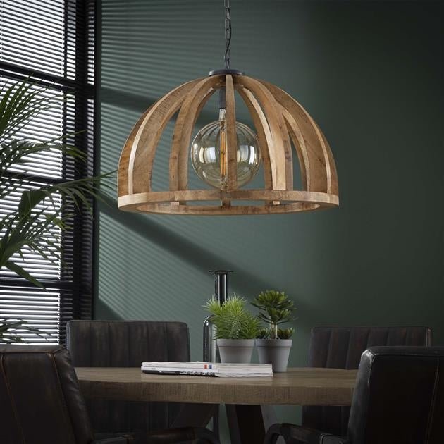 Hanglamp Madri DH Interior Mango LxBxH 69x69x50 Mangohout Sfeerfoto vooraanzicht