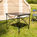 Campingtafel Opvouwbaar aluminium 72x65x51 cm Dimehouse Zwart LxBxH 81x18x18 Aluminium Sfeerfoto schuin vooraanzicht