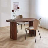 Eettafel Yves Walnut Finish Dimehouse Bruin LxBxH 165x95x10 Acaciahout Sfeerfoto schuin vooraanzicht