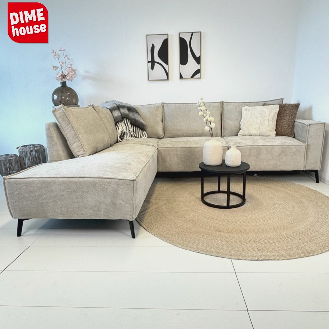 Ecksofa Yara mit Chaiselongue Chenille beige -links 