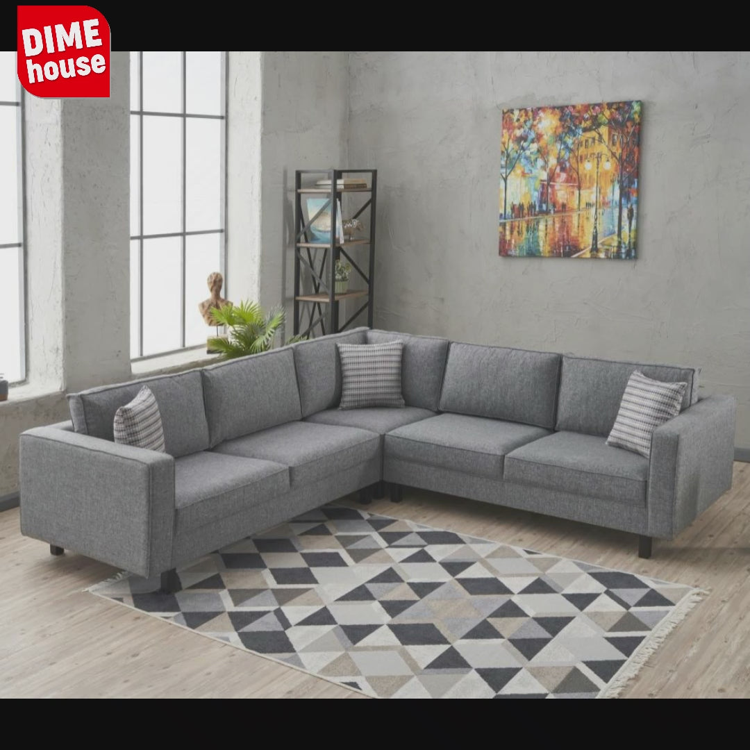 Ecksofa Kale Stoff Grau - fünf Personen 