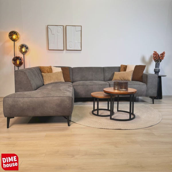 Industrielle Ecksofa Brisbane Eco-Leder Anthrazit - rechts 