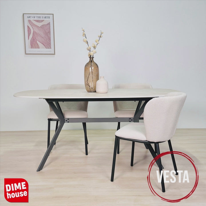 Esstisch Vesta Dänisch Oval Keramik Travertinoptik 180 cm 