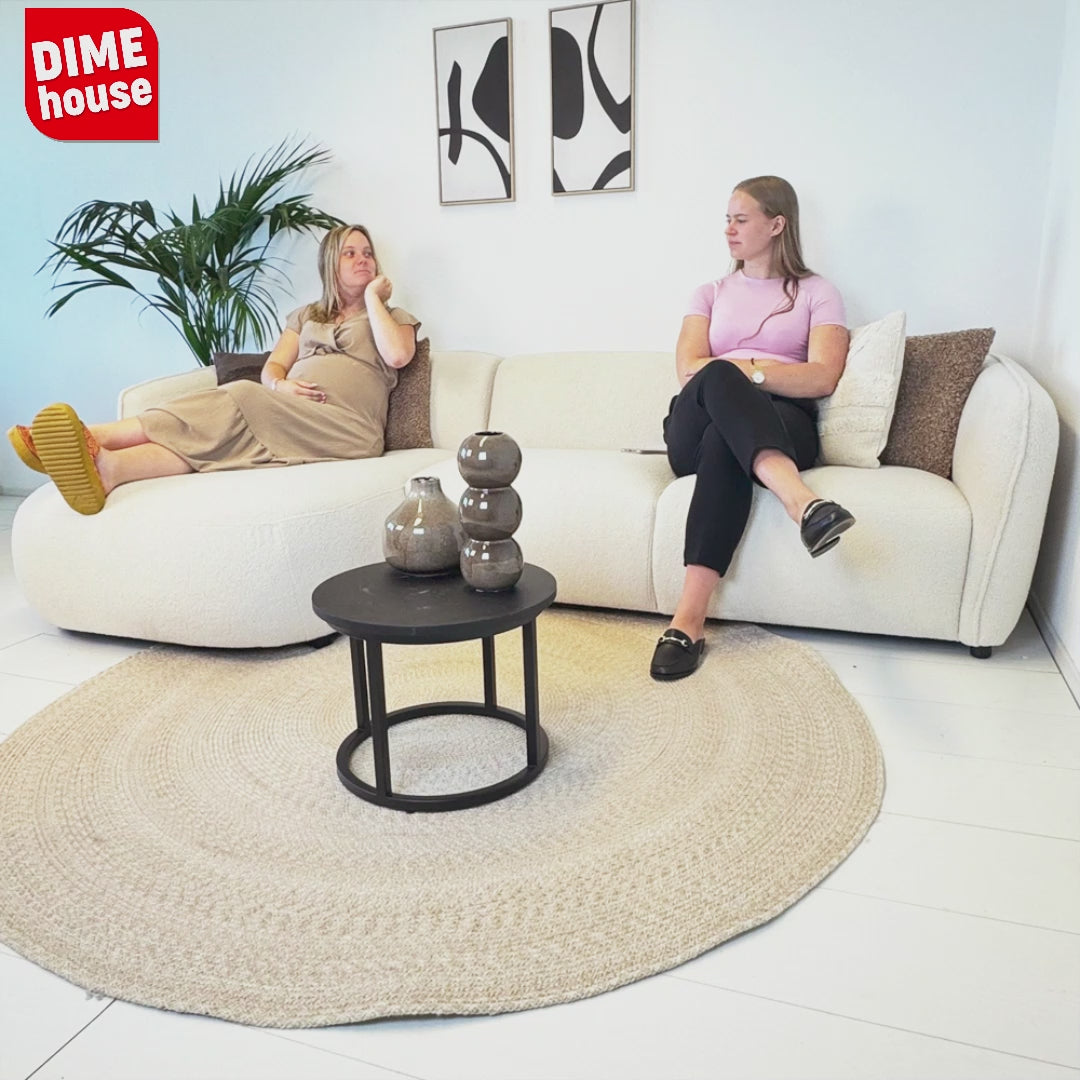 Ecksofa Sophie aus Bouclé in Creme mit organischer Form – rechts