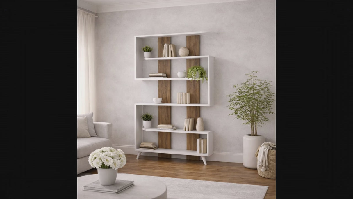 Bücherregal Regen White Walnuss Melamin 120x162x20 cm